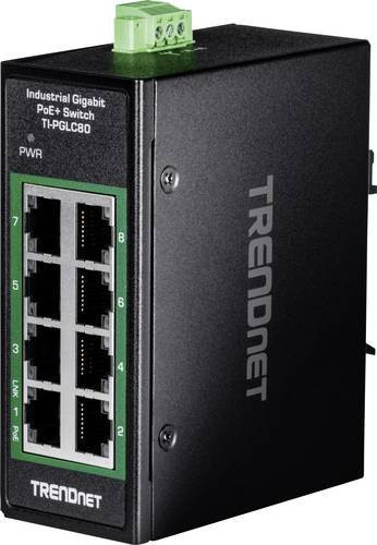 TRENDnet TI-PGLC80 8-Port Gigabit PoE+ Industrial DIN-Rail Mini Switch in Schwarz - Bild 1
