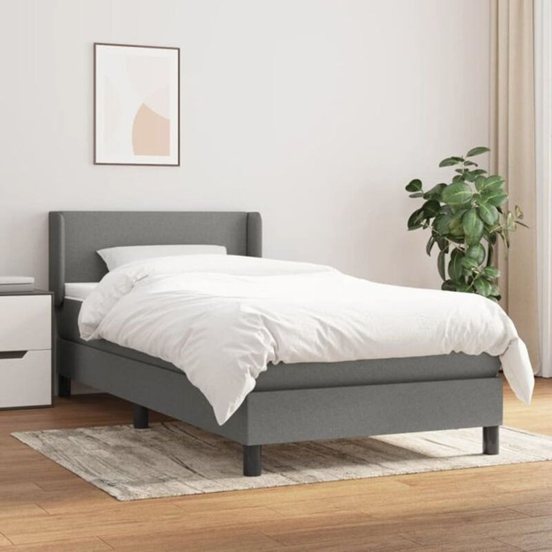 vidaxl Boxspringbett mit Matratze aus Stoff in Grau, B/T/H: 90 x 190 cm - Bild 1