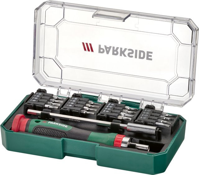 Parkside Ratschen- und Präzisionsmesserset mit 1/4 Zoll Bits in Mehrfarbig - Bild 1