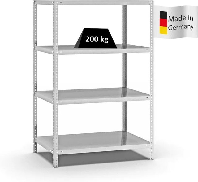 PROREGAL Fachbodenregal Medium-Duty mit 4 Ebenen, Lichtgrau, H x B x T: 150 x 100 x 60 cm - Bild 1