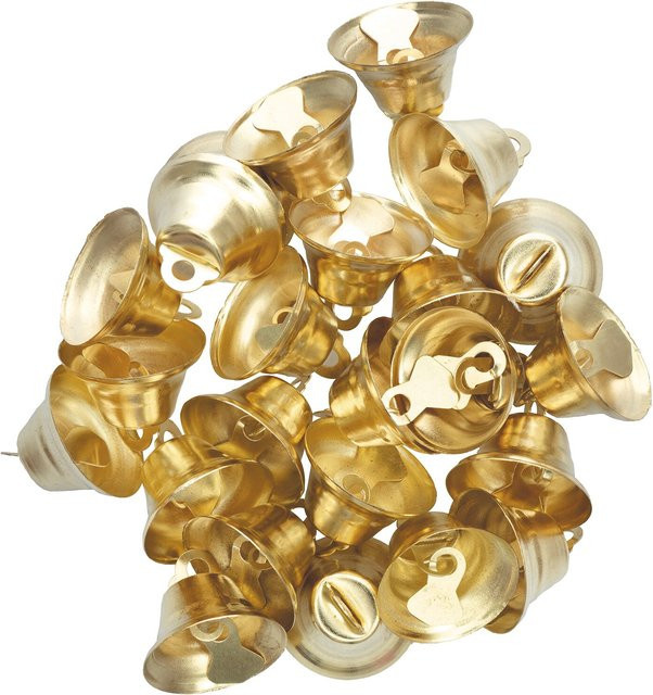 Rico Design Metallglöckchen goldfarben für Weihnachten, 24 Stück, Durchmesser: 1,5 cm - Bild 1