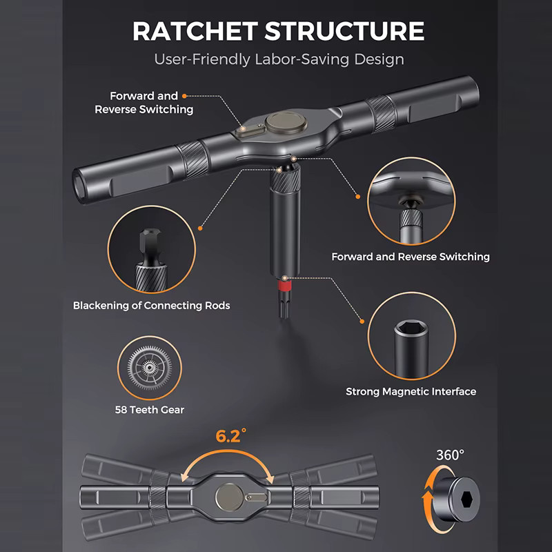 E·DURABLE 74-in-1 Ratschenschraubendreher-Set mit abnehmbarer Ratsche und T-Griff für Reparaturen an Möbeln, Computern, Fahrrädern und Brillen - Bild 3
