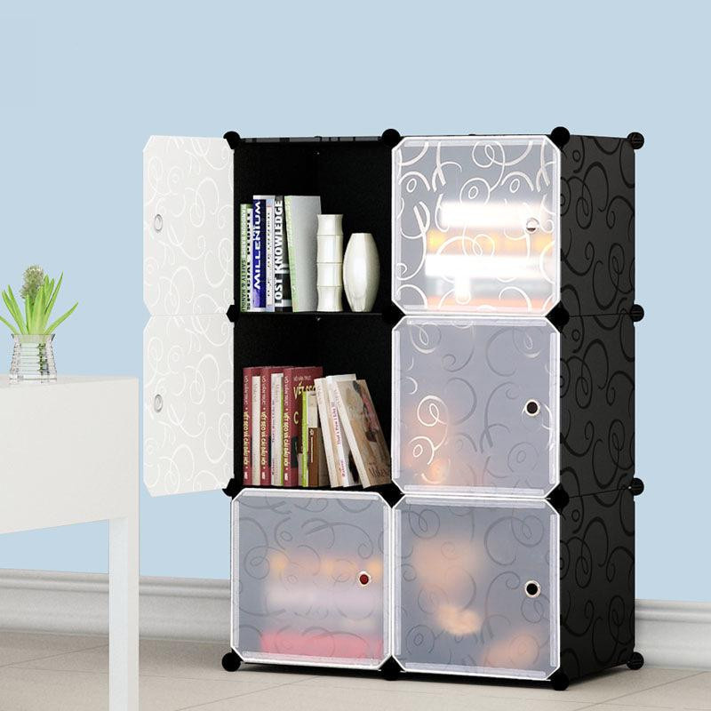 Modulares Kunststoff-Bücherregal von Global Finds mit Türen und Regalböden in modernem Design - Bild 1