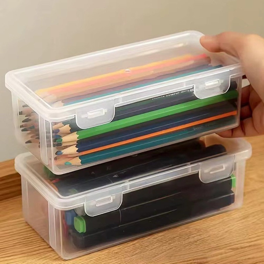 KITPIPI Aufbewahrungsbox für Bürobedarf aus Kunststoff, transparent und schwarz, Organizer mit mehreren Fächern - Bild 3