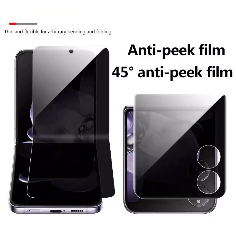 Samsung Galaxy Z Flip 7 SE Sichtschutzfolien-Set mit Anti-Spionage-Funktion: Interne Displayfolie und vordere Hydrogelfolie, transparent - Bild 2