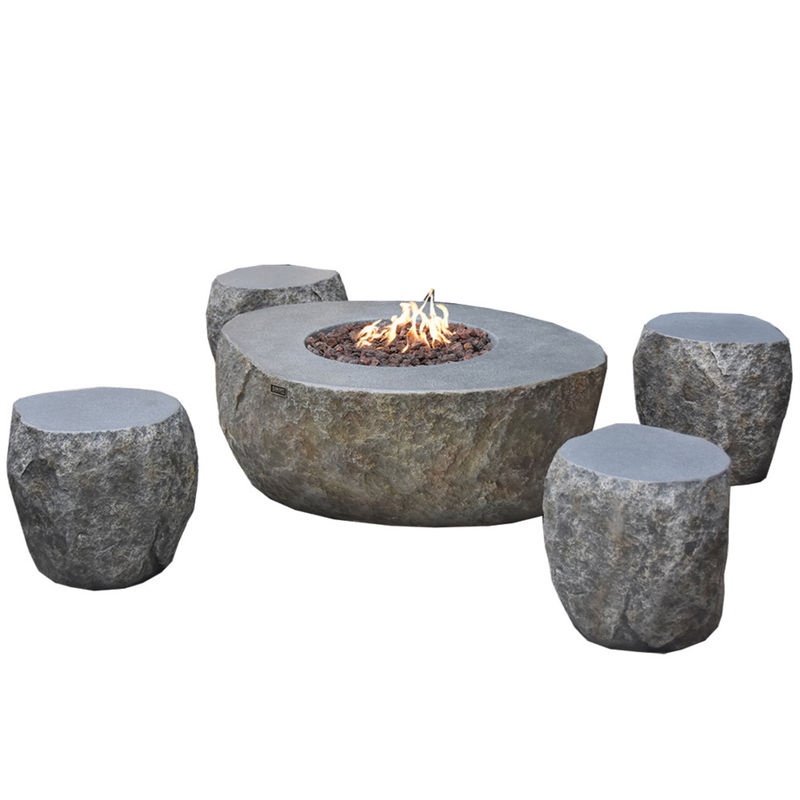 Elementi Gasfeuerstelle Vesuv Set in Naturstein-Optik aus Faserbeton, grau, B/T/H: 145,5 x 90 x 41 cm - Bild 2