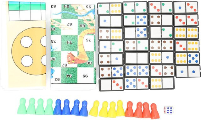 Fishine Schlangen-Mensch-ärgere-dich-nicht, 3 in 1 Würfelspiel-Set, beige - Bild 1