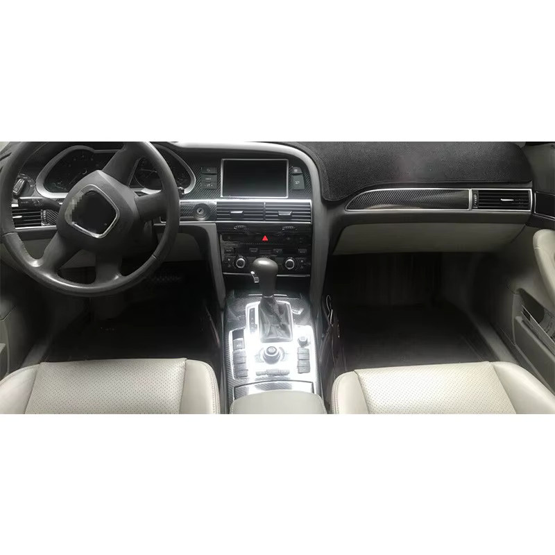 Carbon Faser Stil Vinyl Aufkleber Kit für Audi A6 C6 2005-2011 LHD in Schwarz für Getriebe Panel und Fenster Schalter - Bild 4