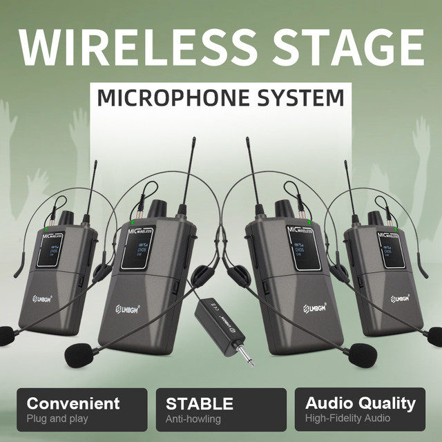 LMBGM W2 Kabelloses Headset-Mikrofon-Set in Schwarz mit USB-C-Ladeempfänger für Reden und Online-Unterricht - Bild 1