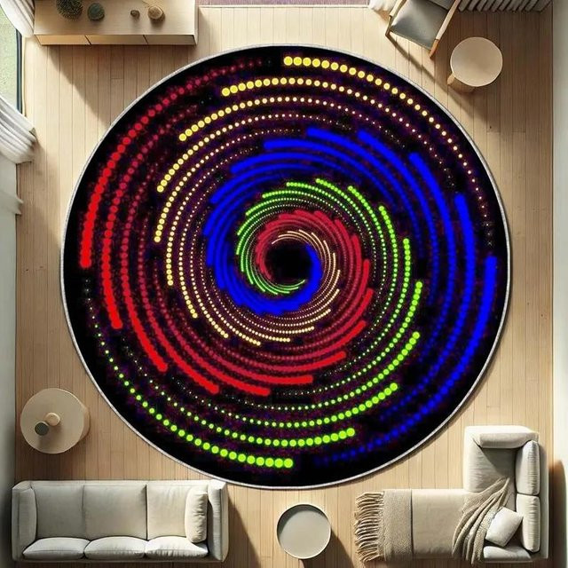 Runder Halloween 3D Vortex Terror Schädel Teppich von Lodestar, Mehrfarbig, Durchmesser: 40 cm - Bild 1