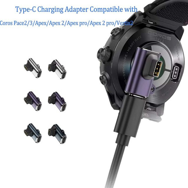 Coros Ladeadapter Konverter für Pace 2, Pace 3, Apex 2 Pro und Vertix Smartwatches mit USB-C und USB-A in Grey Purple - Bild 1