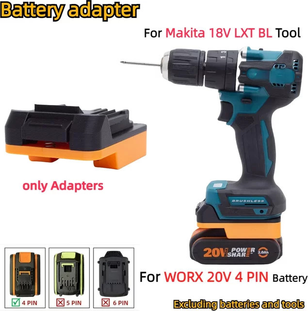 Batterieadapter-Konverter für Worx 20V 4-PIN Li-Ionen-Akkus zu Makita 18V LXT BL Akku-Elektrowerkzeuge (nur Adapter) - Bild 1