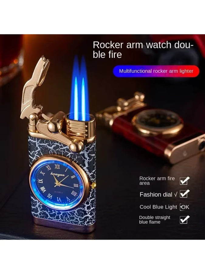 Butan-Feuerzeug-Uhr, Doppelrohr-Feuerzeug, Herren - Bild 4