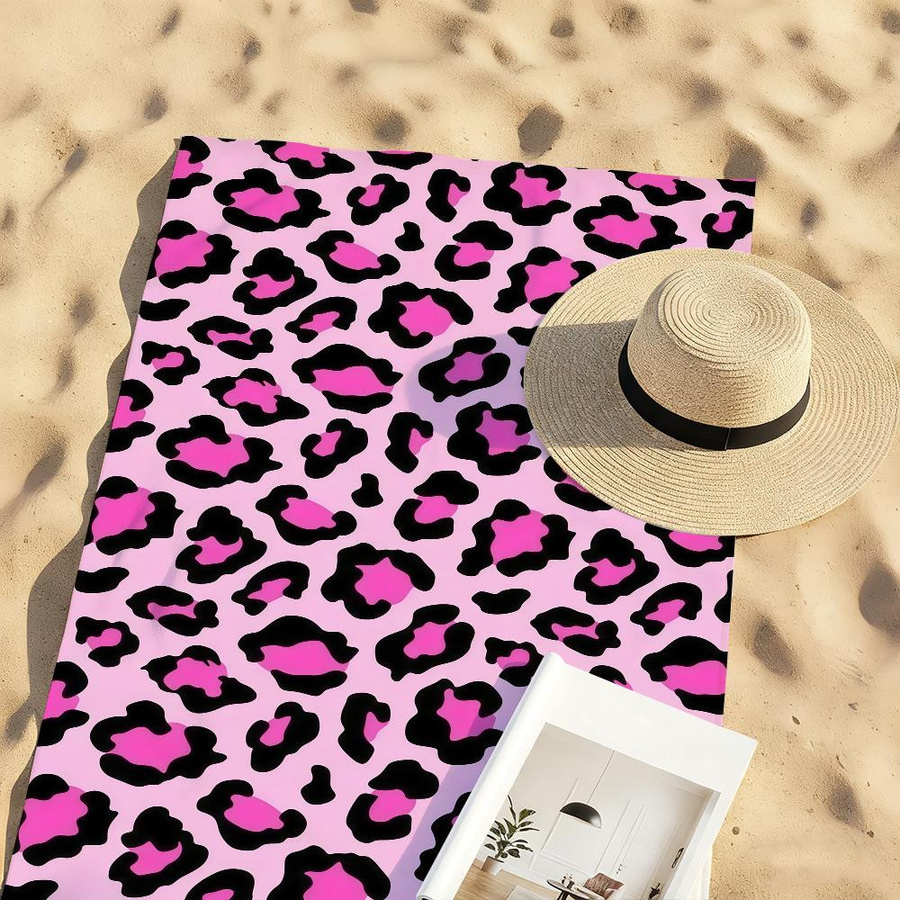 Creative Man Schnelltrocknendes Strandhandtuch mit Rosa Leopardendruck, B: 40 cm, H: 60 cm - Bild 5