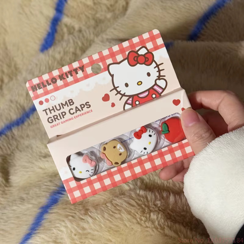 Sanrio Cartoon Kitty Pom Pom Purin Cinnamoroll Hangyodon Schutzkappe Silikon-Knopfabdeckung, Spielgriff-Dekoration - Bild 3