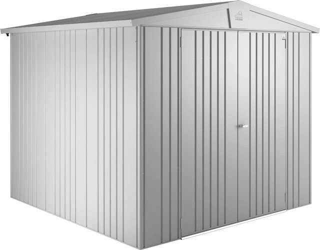 Biohort Gerätehaus Europa Gr. 4 aus Metall in Silber Metallic mit Satteldach und Doppelflügeldrehtür, B/T/H: 244 x 228 x 203 cm - Bild 1