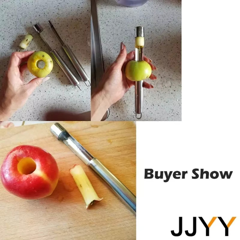 JJYY Obstkernentferner aus Edelstahl in Silber für Apfel, Birne und Kirsche - Bild 3