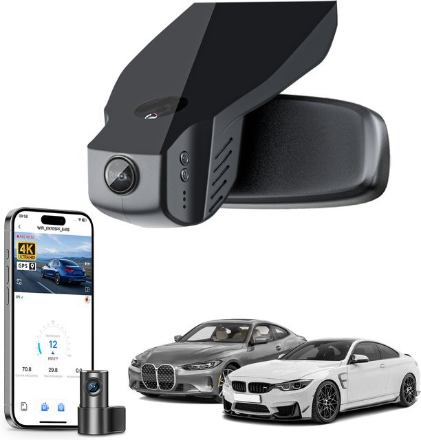 Mangoal 4K UHD Dashcam für BMW 4er-Reihe F32 F36 M4 F82 (2014-2020) mit WiFi, App-Steuerung und GPS in Schwarz - Bild 1