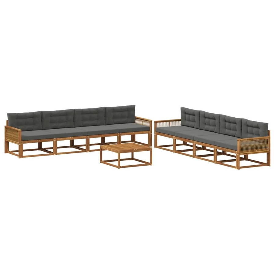 vidaXL Outdoor-Sofagarnitur L-Form aus massivem Akazienholz mit Kissen in Anthrazit und Braun - Bild 2