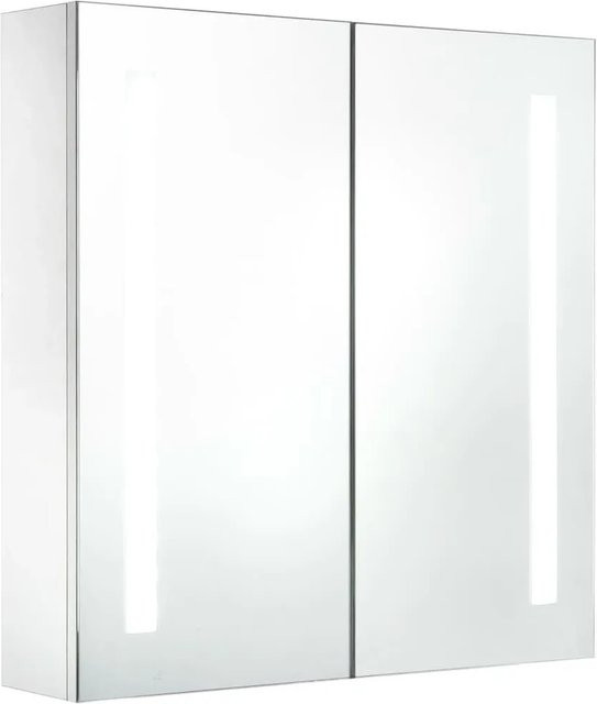 vidaXL LED-Spiegelschrank für das Badezimmer in Weiß und Silber mit integrierter Beleuchtung und Glasfront, B/T/H: 60 x 14 x 62 cm - Bild 1