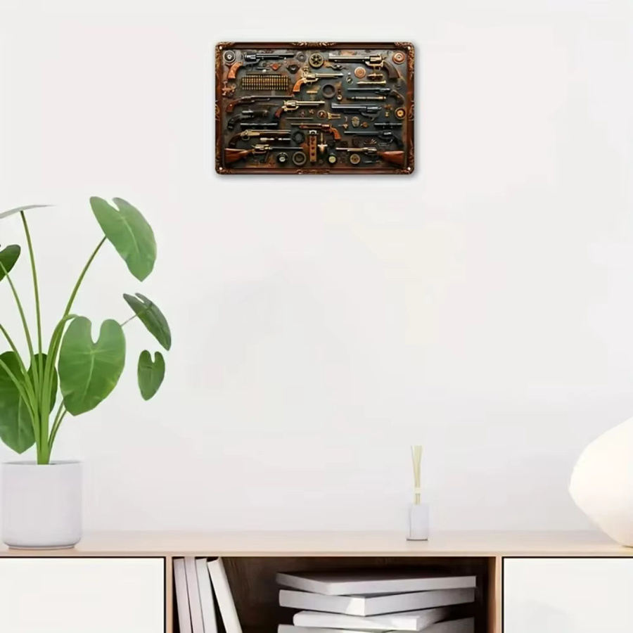 CIFBUY Metallwandschild GunMetal im Vintage-Stil mit Waffenthema aus Aluminium, B/H: 30 x 20 cm - Bild 2
