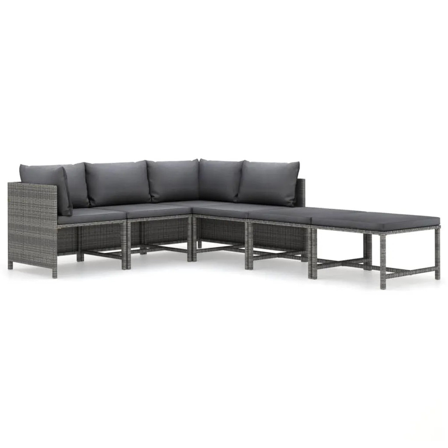 vidaXL 6-tlg Garten-Lounge-Set Modell 8 aus Poly Rattan mit Kissen in Grau/Anthrazit - Bild 2