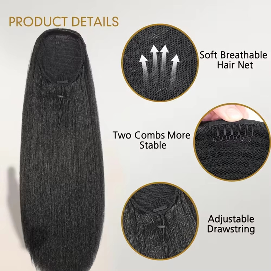 Shesbeauty Haarverlängerung Yaki Straight Clip-In Pferdeschwanz, 26 Zoll - Bild 2