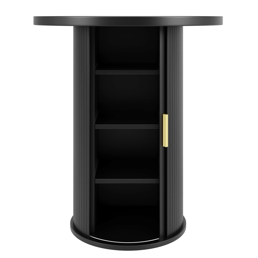 okwish Bartisch mit Stauraum und Schiebetüren aus MDF in Schwarz Matt, B/T/H: 60 x 60 x 91,6 cm - Bild 2