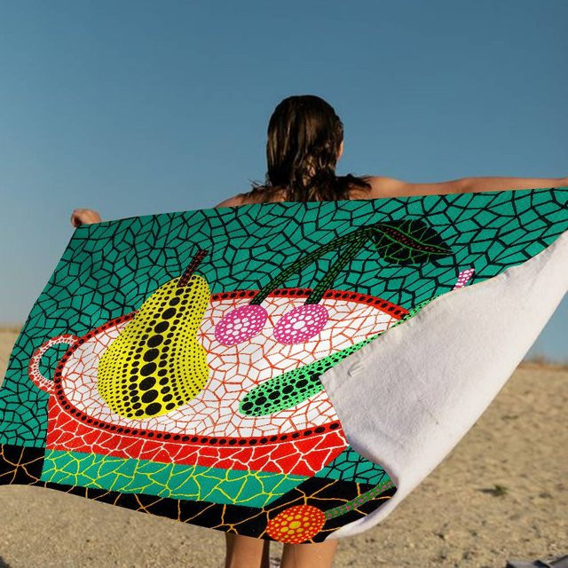 Strandtuch mit gelben Punkten von JMG Household Supplies, buntes Mikrofaser-Handtuch für Strand, Yoga und Fitness, schnelltrocknend und sandfrei, B/B/H: 30 x 30 cm - Bild 1