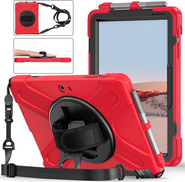Stoßfeste 360 Grad drehbare Laptop und Tablet Hülle für Microsoft Surface Pro und Surface Go in Rot - Bild 1
