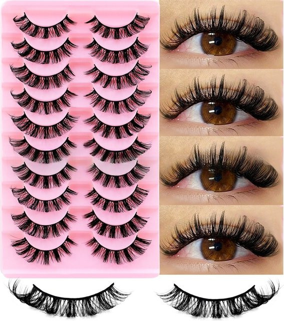 LIMEIKAI Falsche Wimpern, 10 Paar, Schimmernd, Unisex - Bild 1