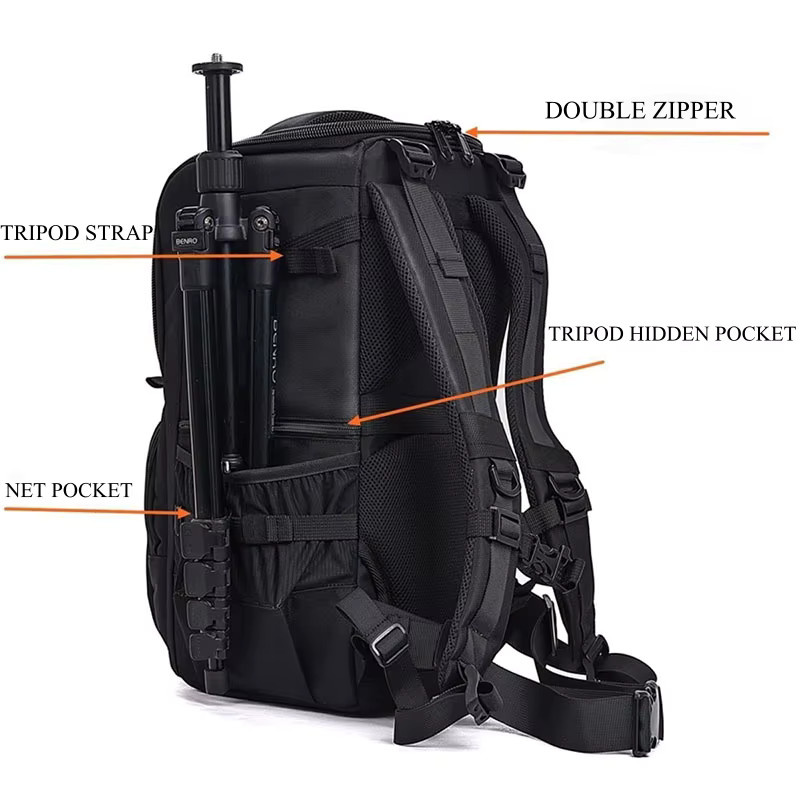 Mithsspoo Kamera Rucksack für DSLR und Teleobjektive, wasserdichte und gepolsterte Teleobjektivtasche in Schwarz, passend für Fuji, Canon, Nikon und Sony mit 200–600 mm oder 400–800 mm Objektiven - Bild 3