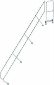 Günzburger Handlauf aus Aluminium in Silber für Aluminium-Treppen mit Plattform 45° und 13 Stufen - Bild 1