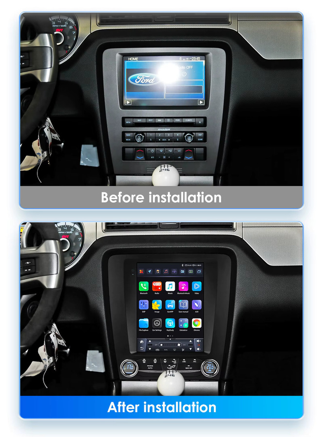 OSSURET Auto-Multimedia-Player für Ford Mustang 2010–2014 mit 9,7 Zoll Android 14 Bildschirm, Autoradio mit GPS-Navigation und 4G, Farbe: Schwarz - Bild 2