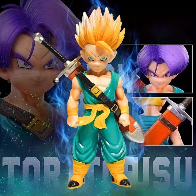 Bandai Dragon Ball Anime-Figur Trunks mit gelbem und lila Haar aus PVC - Bild 1