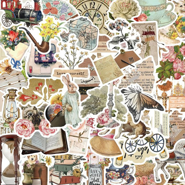 Charile Vintage Blumen Aufkleber Set in Multicolour für Scrapbooking, Laptop und Tagebuch - Bild 1