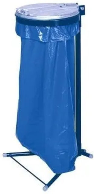 PROREGAL Einzel Abfallsammler aus verzinktem Stahl mit Metall-Deckel und Standfuß, Blau, H x B x T: 98 x 50 x 48 cm - Bild 1