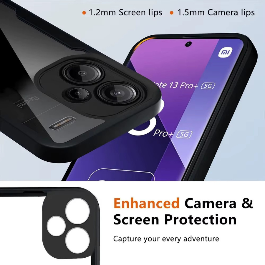 360 Full Body Schutzhülle für Xiaomi Redmi Note 14, 13, 12 Pro Plus 5G, Redmi 13 5G und A5 4G in Schwarz - Bild 4