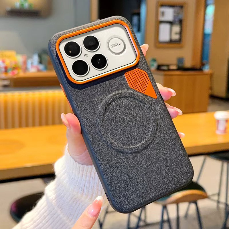 Xiaomi Poco F8 F7 Pro Ultra Luxus Business Handyhülle mit Lychee Muster und magnetischem Laden in Grau - Bild 4