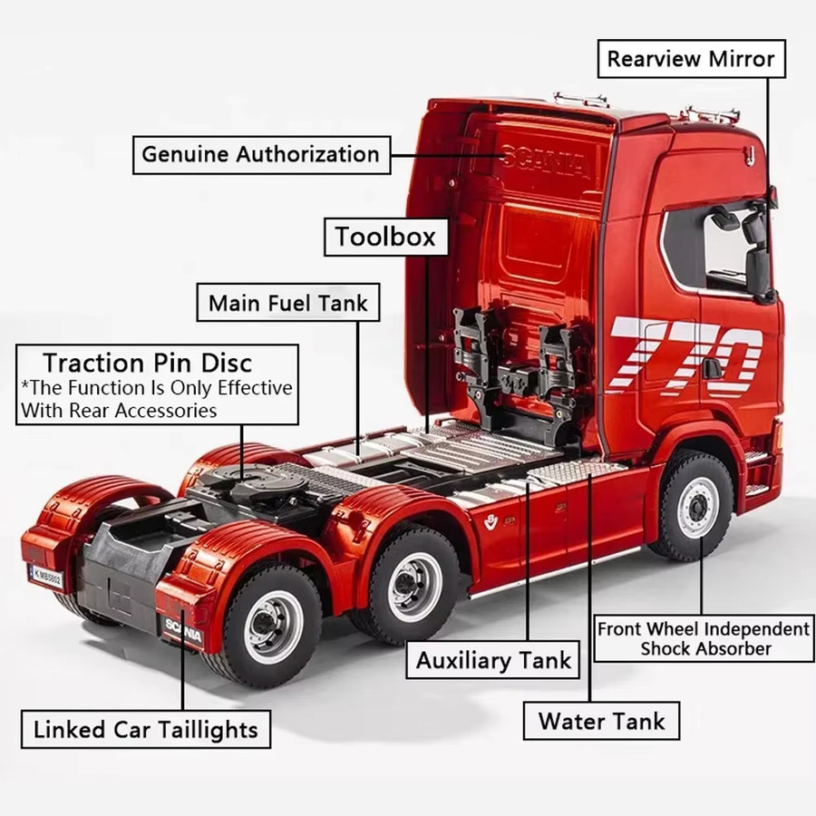 HUINA 1501 770S Traktor, RC Lkw, 1/18, Metall, mit Licht und Sound, ab 8 Jahren - Bild 3
