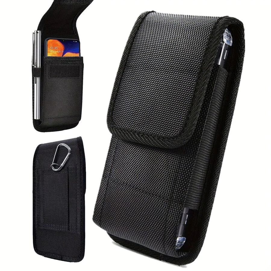 Universelle Nylon-Gürtelholster Handytasche in Schwarz für Smartphones von 4,7 bis 6,8 Zoll mit Karabinerhaken für vertikale und horizontale Nutzung - Bild 6