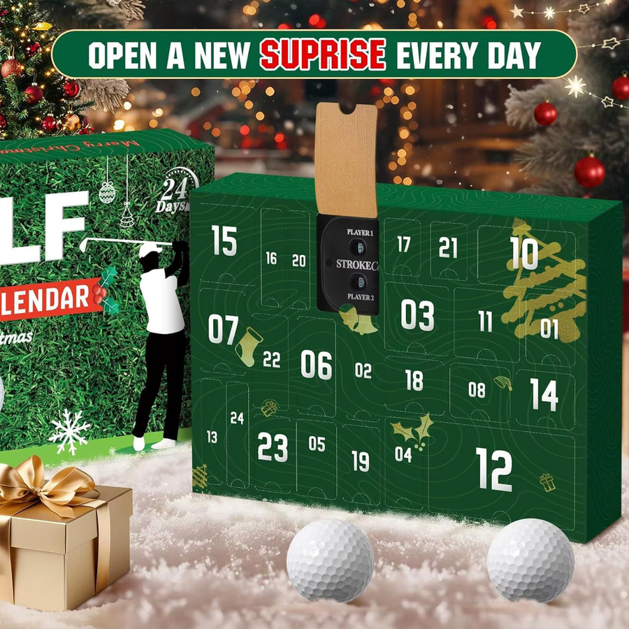 Adventskalender mit Golf-Design, Weihnachts-Countdown-Dekoration aus Papier, 24 Boxen, Grün - Bild 3
