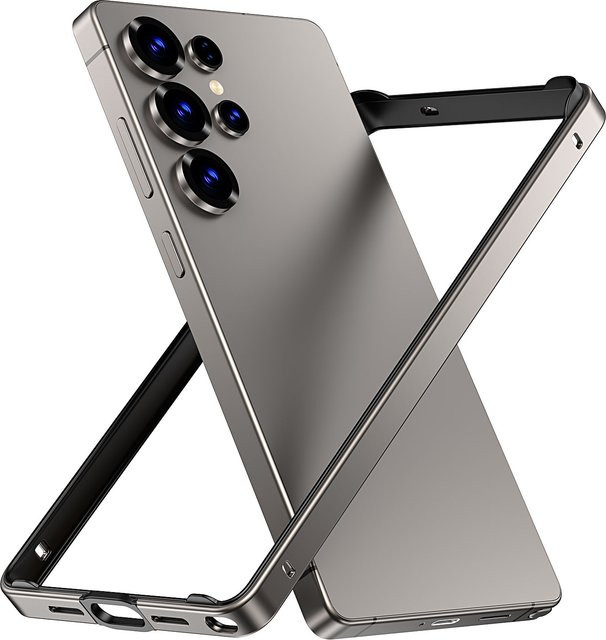 Hybrid Silikon-Rahmen Aluminium Metall Bumper Hülle für Samsung Galaxy S26 S25 S24 Ultra Plus mit Wärmeableitung in Gold - Bild 1