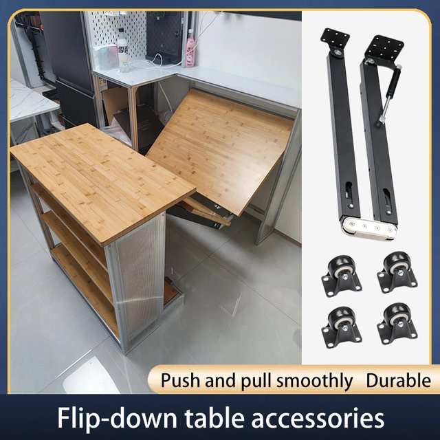 Multifunktionaler Push-Pull Klapptisch von SSOUIM mit versteckter Teleskop-Aufbewahrung und Hardware - Bild 1