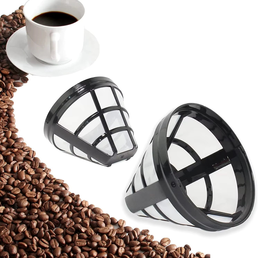 2er Pack wiederverwendbare Kaffeemaschinen-Siebfilter für Ninja Korb-Tropfkaffeemaschinen, Schwarz, passend für 8-12 Tassen - Bild 2