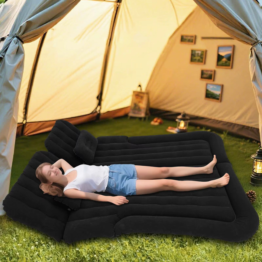 SUV-Luftmatratze mit Kissen, verdicktes aufblasbares Autobett-Set in Gelb-Schwarz für Camping und Roadtrips - Bild 3