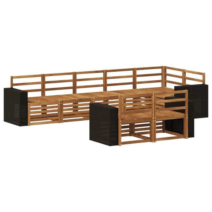 vidaXL Sofagarnitur aus Massivholz Akazie in Braun mit Latten-Design und Armlehnen - Bild 2