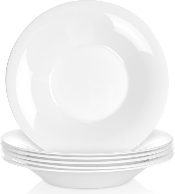 Vilde Suppenteller aus Glas in Weiß, 6er Set, 400 ml, Durchmesser: 21,5 cm - Bild 1