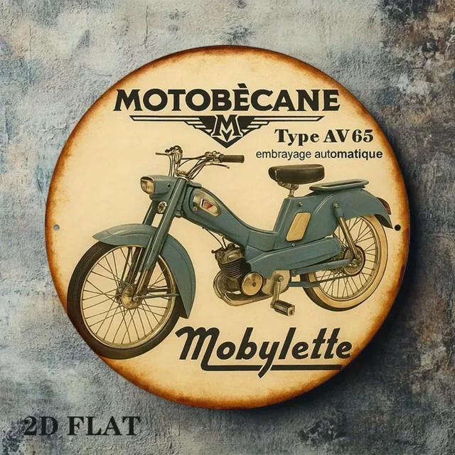 Vintage Französisches Motorrad Metall-Wandschild CIFBUY Retro MotoBécane Blechposter für Garage und Bar, Mehrfarbig, Breite: 20,32 cm, Höhe: 20,32 cm - Bild 1