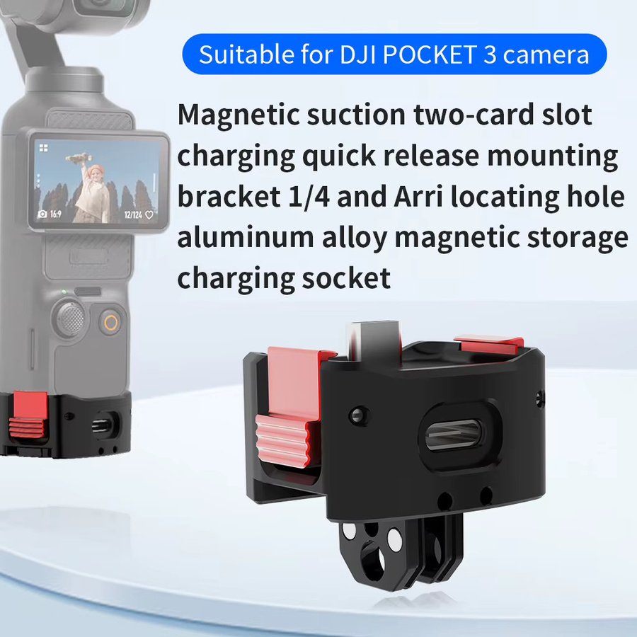 DJI Osmo Pocket 3 Magnetische Ladestation mit Quick Release Mount und Stativ Adapter in Schwarz - Bild 3